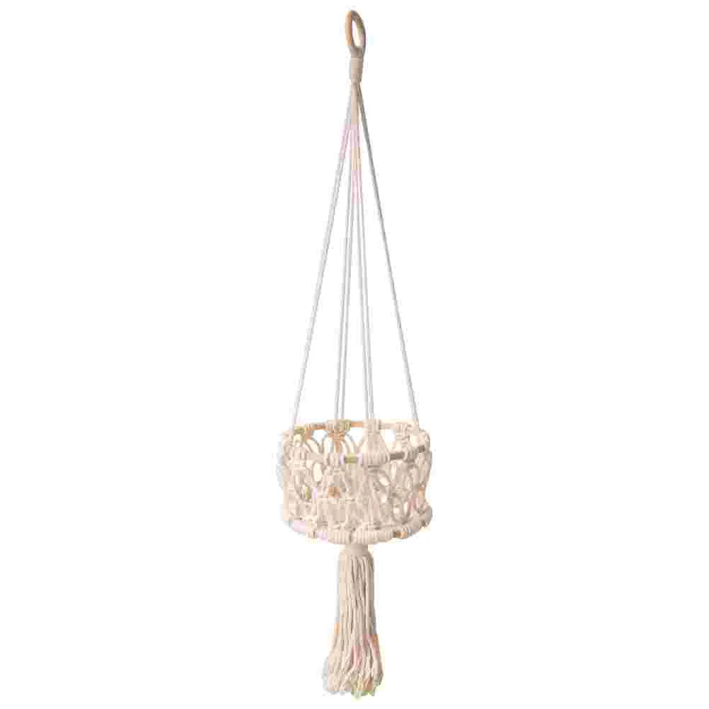 

Stand Household Basket Hanging Storage Wall Decor Fruit Rattan Baskets Vegetable Cotton Rope Restaurant Holder