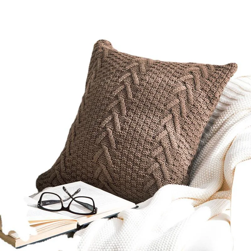 Amazing Quality V-shaped Thick Wool Knitted Cushion Pillow 45*45cm