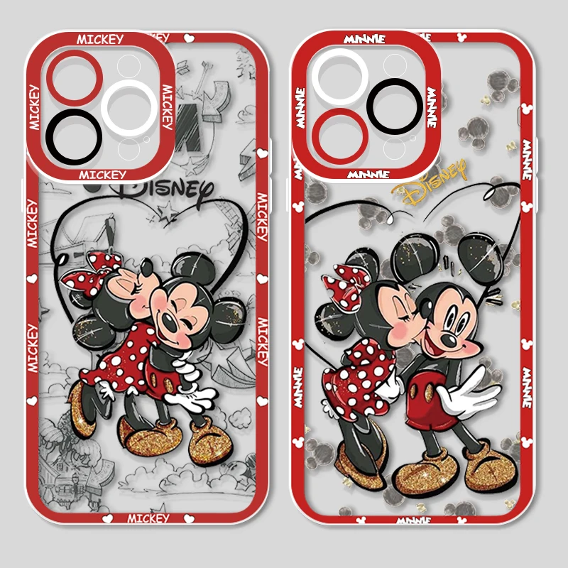 

Mickey Minnie Love For Apple iPhone 14 13 12 11 X XR XS MAX 8 7 6 Pro Plus Angel Eyes Transparent Soft Phone Case Coque Capa