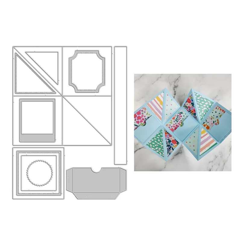 

Новинка 2022 3D металлические Вырубные штампы для сложенной крышки подарочная коробка Скрапбукинг аксессуары вырезанная рамка для тиснения К...