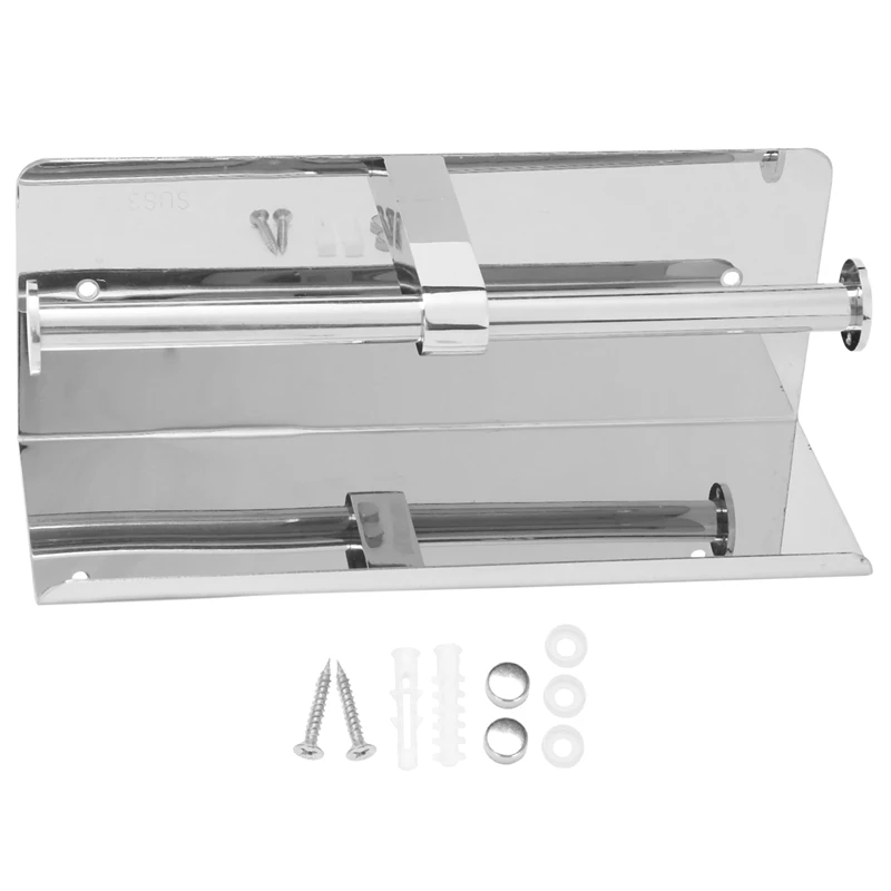 

Double Toilet Paper Holder With Phone Shelf, Dual Roll Paper Dispenser With Shelf,Toilet Tissue Roll Holder With Rack