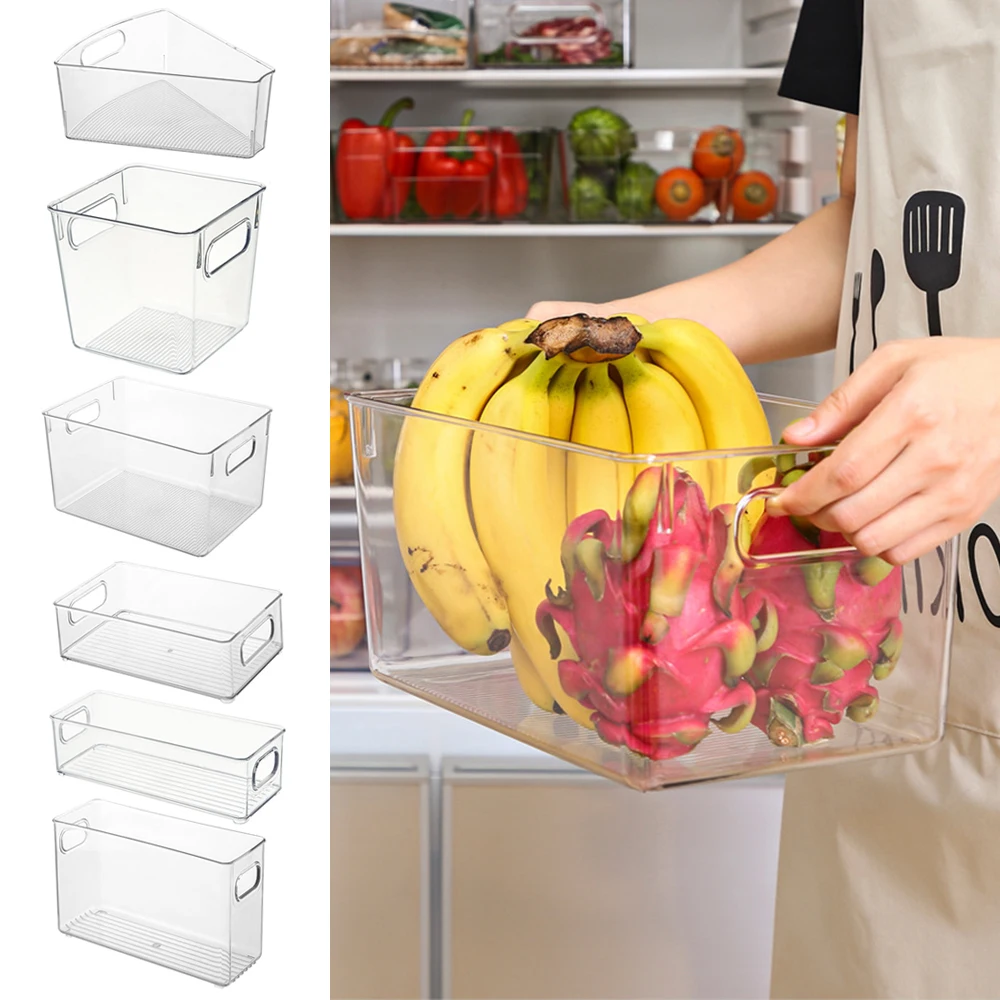 Acrylic Refrigerator Organizer Box Transparent Fridge Storage Box For Fruit Food Drawer Organizer Bin Kitchen Storage Tool