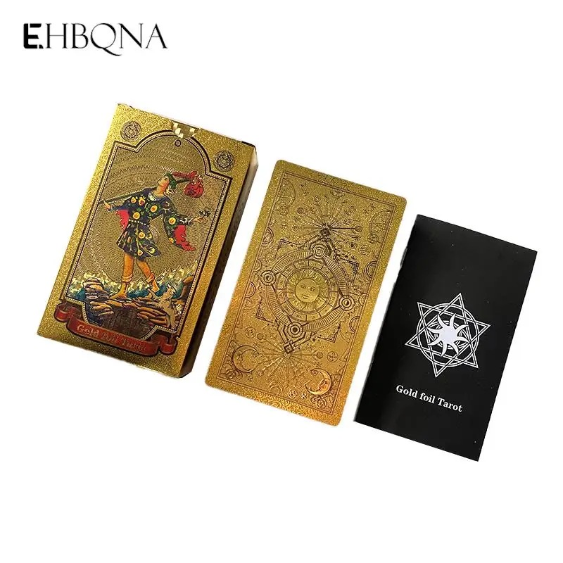 

Paper Manual Luxury Gold Foil Tarot Brand Bronzing PVC Waterproof Wear-resistant Divination Oracle Card Language Board Game
