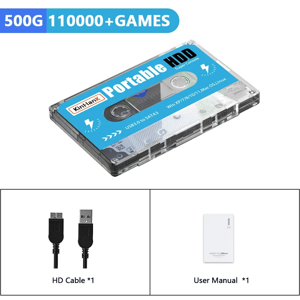 Игровой жесткий диск Kinhank Batocera 500G с 110000 Ретро-игры для Super Console X PC PS2/Sega Saturn/Game Cube/WII/DC