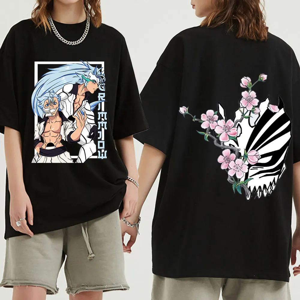 

harajuku Anime Bleach Kurosaki Ichigo Araki Kenpachi Double-sided Graphic T Shirt Funny Manga Summer Casual Short Sleeve T Shirt
