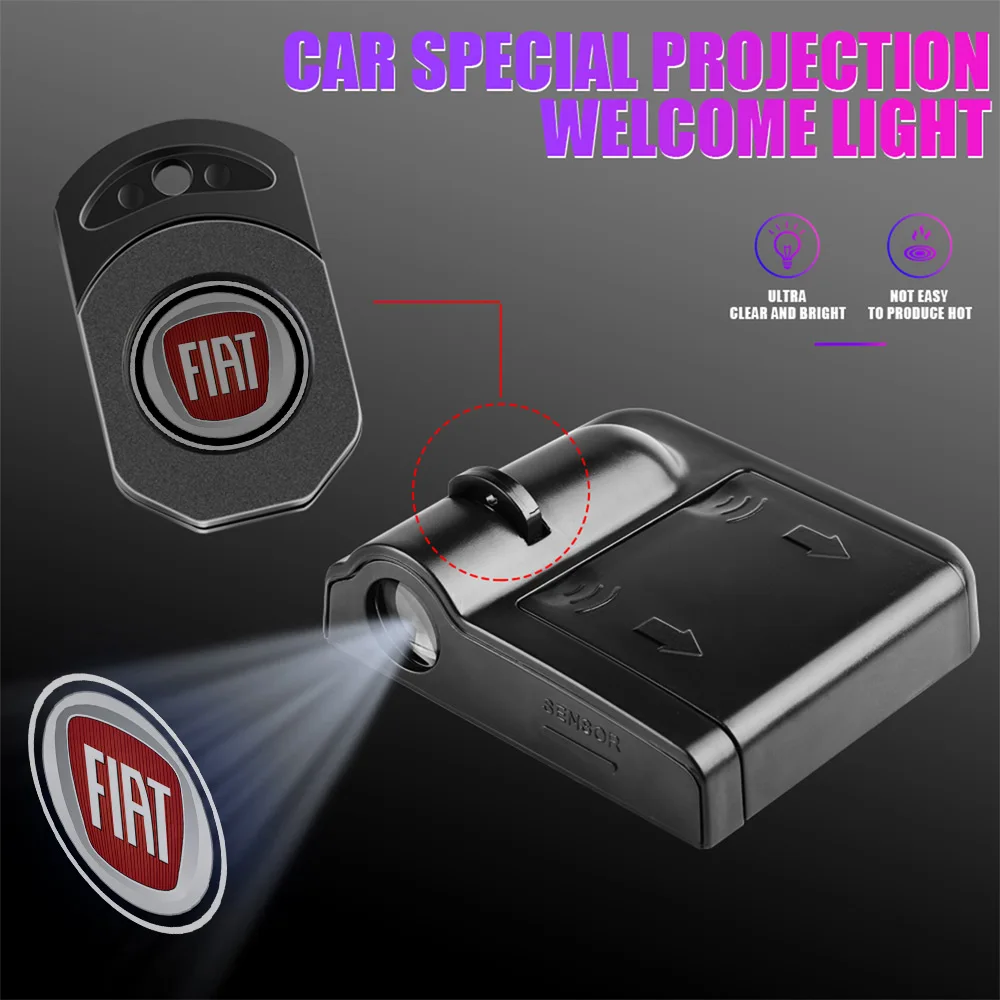 

1pcs Car Styling HD Projector Lamp Door Wireless Welcome Light LED Decoration For FIAT ABARTH 500 Punto Panda Tipo Astra Bravo