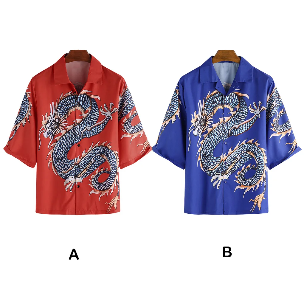 

Beach Shirt Short Sleeve Chinese Dragon Ethnic Style T-shirt Holiday