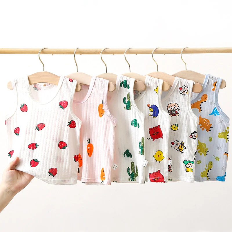 

Tops For Girls Cotton Boys Vest Summer 2022 Fashion Todder T-Shirts Cartoon Children's Top Kids Underwear Baby Tank Tops