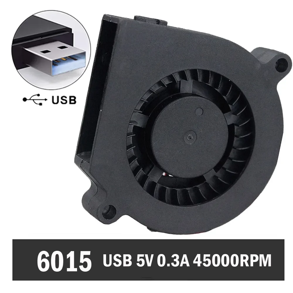 

Gdstime 60mm 60x15mm DC 5V USB Heatsinks Radiator Turbo Blower Cooler Cooling Fan 6015 Turbo Blower Cooling Fan