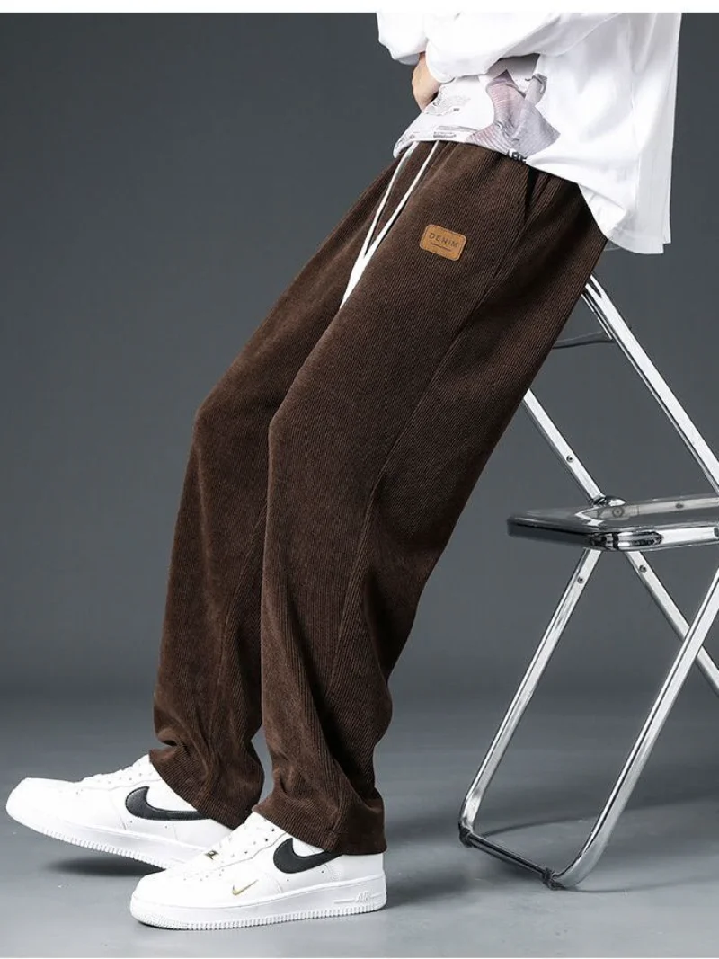 

Вельветовые брюки мужские осенние новые Tempera мужские Т-образные свободные прямые широкие штаны повседневные спортивные брюки со шнуровкой