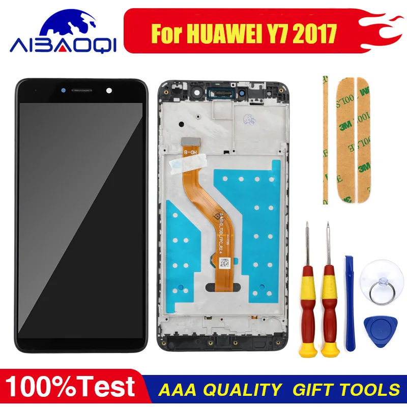 Новый оригинальный ЖК-дисплей с сенсорным экраном для Huawei Y7 2017 с рамкой, сменные детали для детской лампы