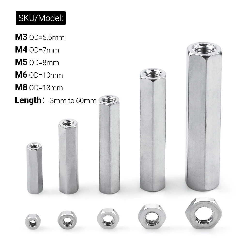 

BULK-MAN 3D Шестигранные проставки с резьбой M3/M4/M5/M6/M8 (10 шт.)
