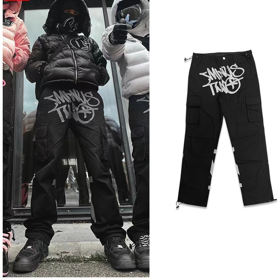 

Street Selling Cargo Pants Men Y2K New American Retro Overalls Couple Loose Casual Pants Unisex Harajuku Straight Wide-Leg Pants