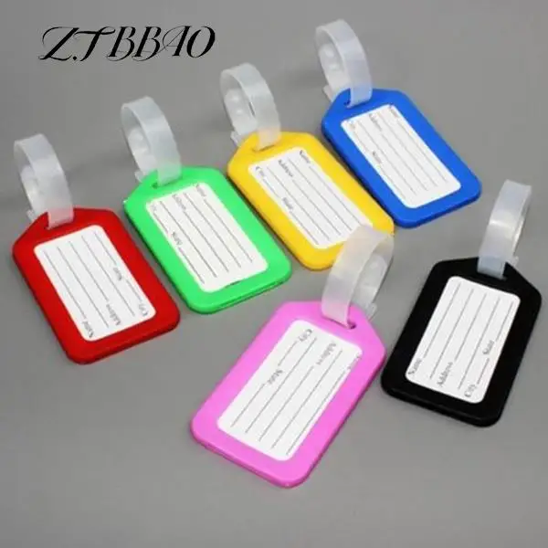 

5Pcs/lot Plastic Travel Luggage Tags Fashion Colorful Luggage Labels With Transparent Straps Ramdom Color
