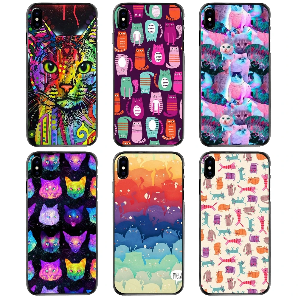 

Colorful cat Fractal Pattern Collage For Apple iPhone 11 12 13 14 Pro MAX Mini 5 5S SE 6 6S 7 8 Plus 10 X XR XS Hard Case Cover