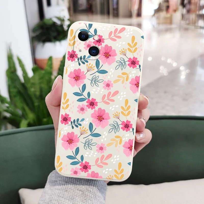 Весенний чехол для телефона с узором iPhone 16 16e 15 14 13 12 11 X XR XS Plus Pro Max мини-силиконовый