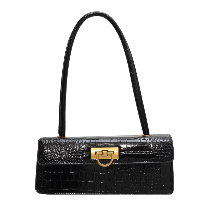 Women's Handbag 2023 New Fashion Shoulder Bag Crocodile Pattern Handbag Bright Face Stick Bag Clutch Banquet Bag