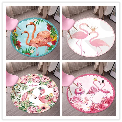 

Круглый ковер с фламинго, напольный коврик в спальню, гостиную, скандинавский декоративный домашний розовый ковер для детской комнаты