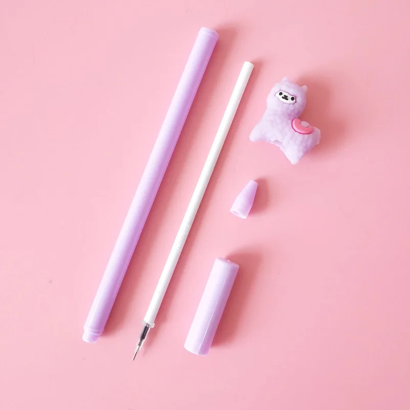 Korean Creative Small Fresh Black Student Carbon Signature Pen Cartoon Alpaca Neutral Pen