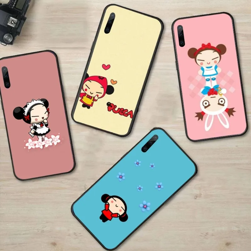 

Мультяшный чехол для телефона Pucca для Huawei P50 P40 P30 Pro Lite P Smart 2021 2019 Magic 3 черный мягкий чехол Funda Shell