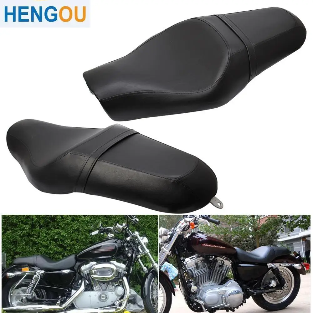 

Motorcycle Black Driver & Passenger Cushion Saddle Seat 2 up for Harley Sportster XL883 N XL1200 N Iron 48 72