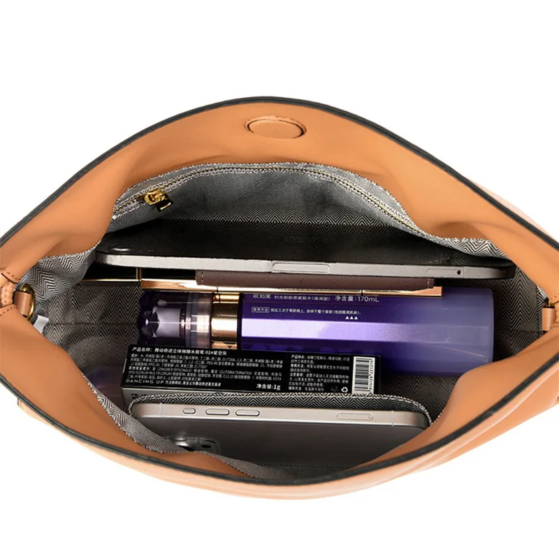 Роскошная кожаная сумка-Кроссбоди карамельного цвета плиссированная сумка в