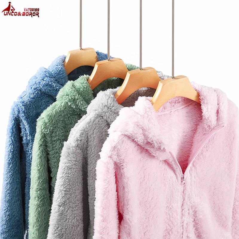 

Winter women's Coral Polar Fleece Jacket men/women Streetwear Japanese kawaii Warm Hoodie Korean Style Harajuku Varsity Jackets