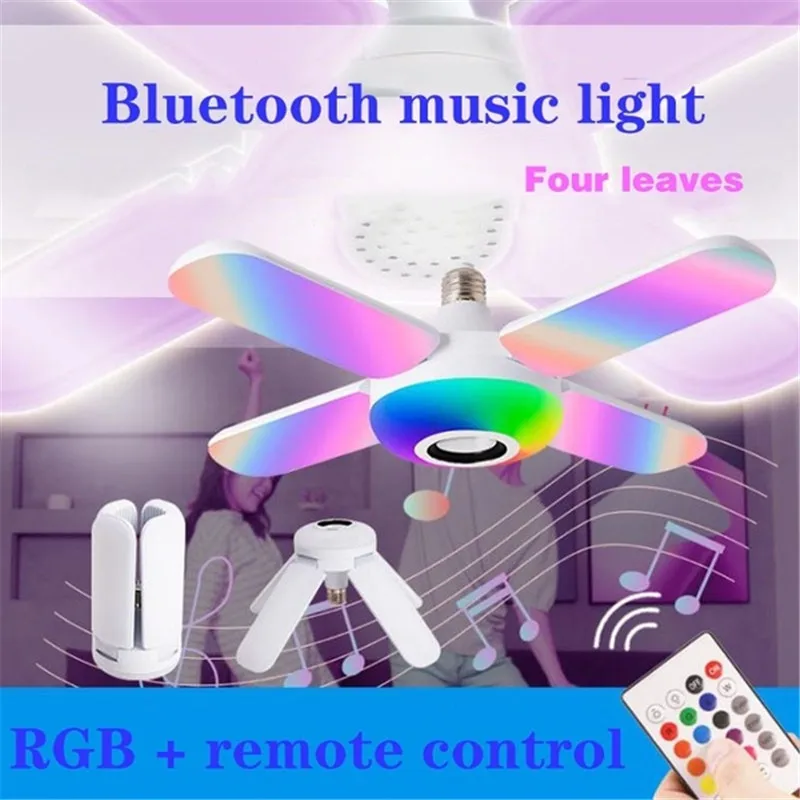 

50W LED Music Ceiling Light Folding RGB Bluetooth Speaker Lamp Home Bedroom 85-265V Remote Dimmable Smart Colorful Party Light