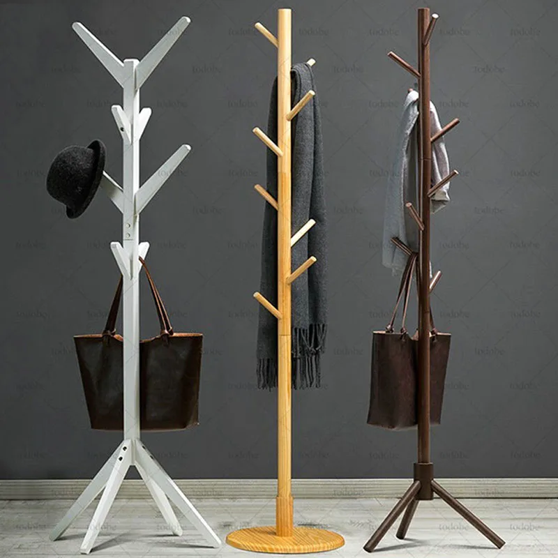

Solid Wood Coat Rack 8-Hook Clothes Hanger Hat Floor Home Bedroom Storage Organizer Minimalist Modern Decorative Furniture HY