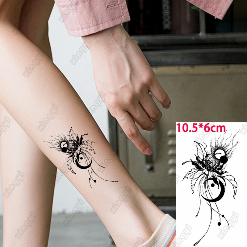 

Временная искусственная тату-наклейка на ногу, стикер, старый школьный цветок, роза, луна, солнце, Скорпион, тело, нога, водонепроницаемый та...