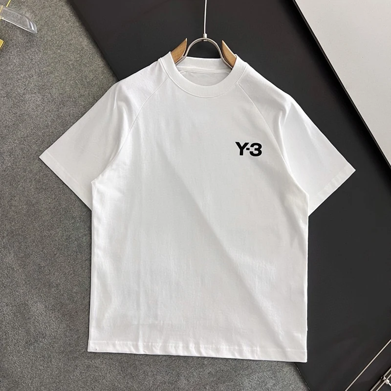 

Летняя спортивная футболка Y-3 Y3, Мужская свободная облегающая Двухслойная футболка с принтом алфавита, футболка с коротким рукавом 23SS