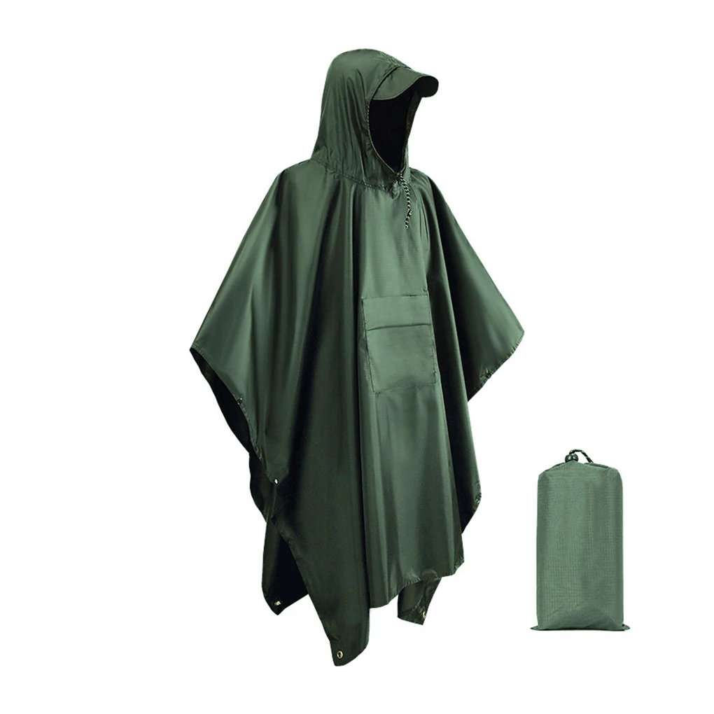 Rain Poncho with Pocket Lightweight Raincoat Jacket Clothing Accessories Women Men Unisex Mountaineering Green