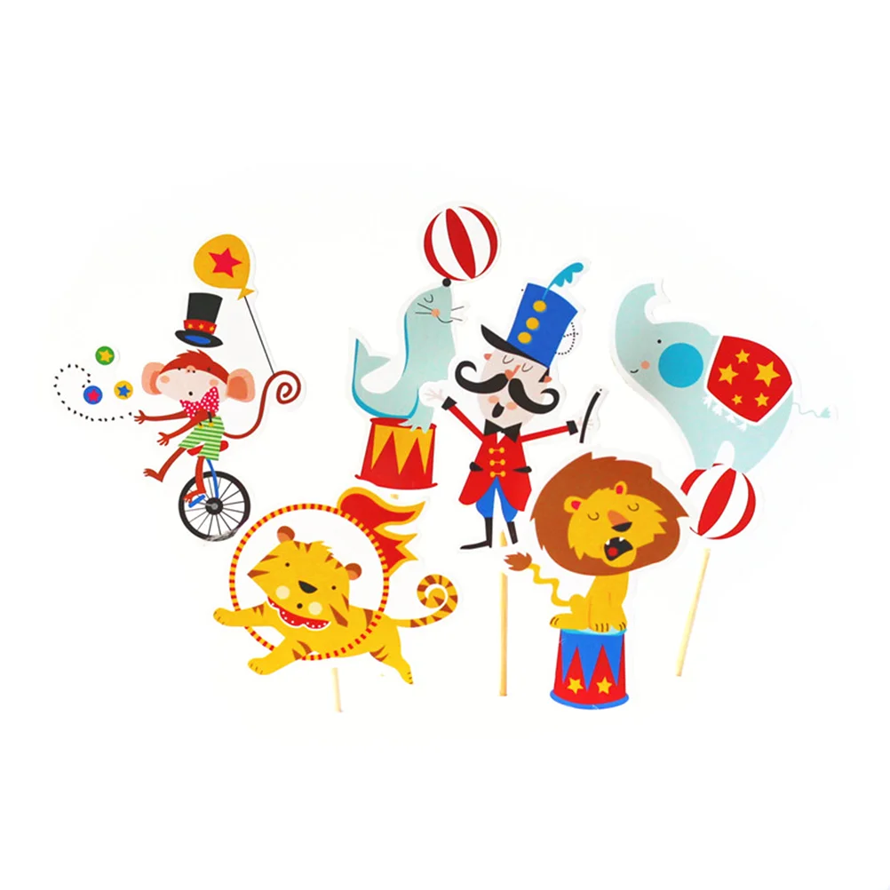 

Cake Circus Topper Decorations Party Carnival Theme Birthday Picks Supplies Cupcake Decoration Toppers Stick Dessert Insert
