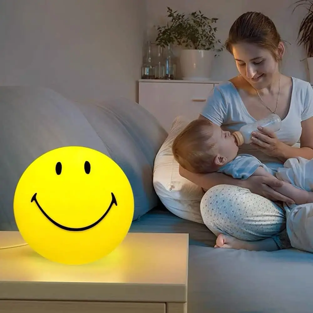 

Diameter 15cm/23cm Christmas Bedroom Decoration USB Rechargeable Baby Night Light LED Round Smiley Face Night Light