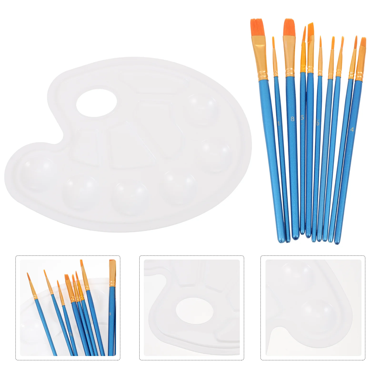 

Набор кистей для рисования, акриловая масляная пластина, детский художник, лотки для смешивания плоских пигментов круглой воды, цветная отд...