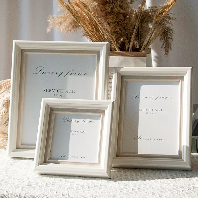 

Nordic Resin White Photo Frame Ornament 6 Inch 8 10 Picture Frame Outer Frame Hanging Wall A4 A3 4K Wholesale Home Decoration