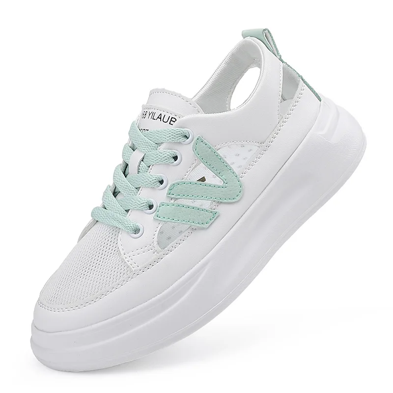 Casual Shoes Women's Breathable Mesh Sport Female Sandals Fashion Lace-Up Summer Woman Sneakers Platform Vulcanized Ladies Flats