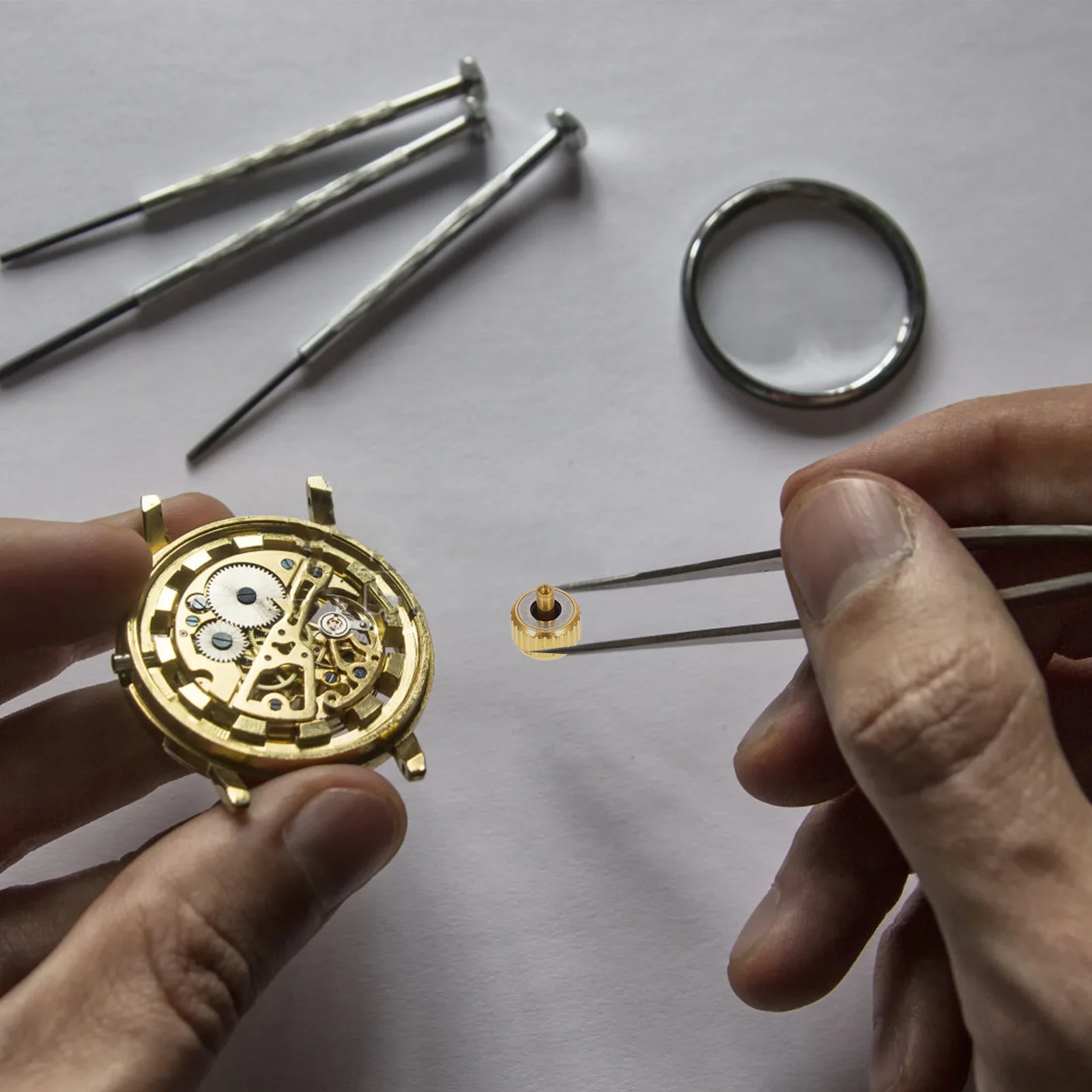 

Набор инструментов для ремонта часов, портативные короны, золотые, серебряные, медные стержни, практичные ремонтные инструменты