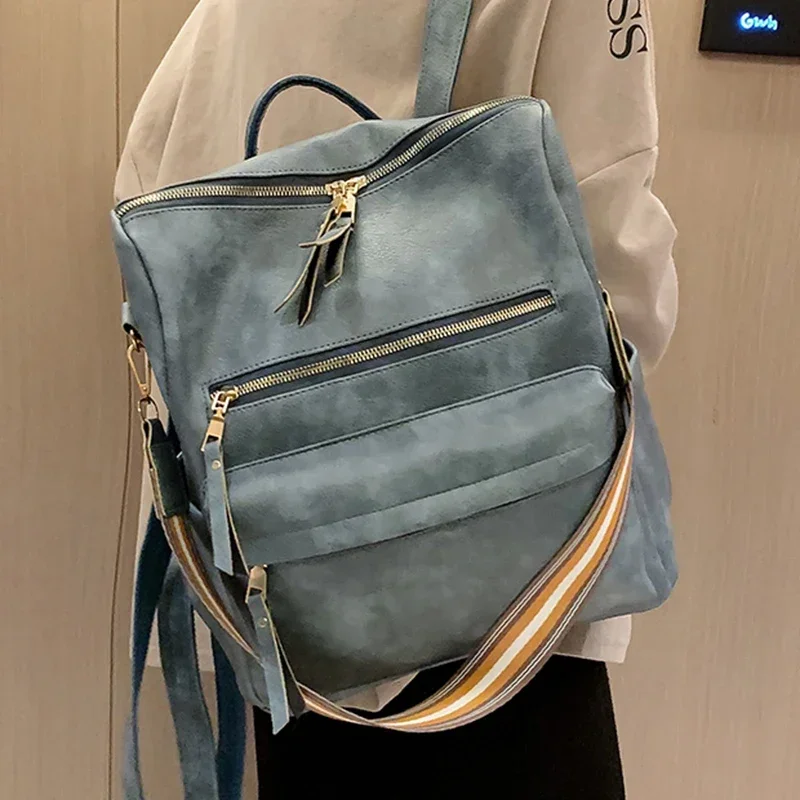 

Women New Backpack Shoulder Women Multifunction Leather Bags Capacity Designer School Bag Fashion Large Backpack Bag Travel 2021