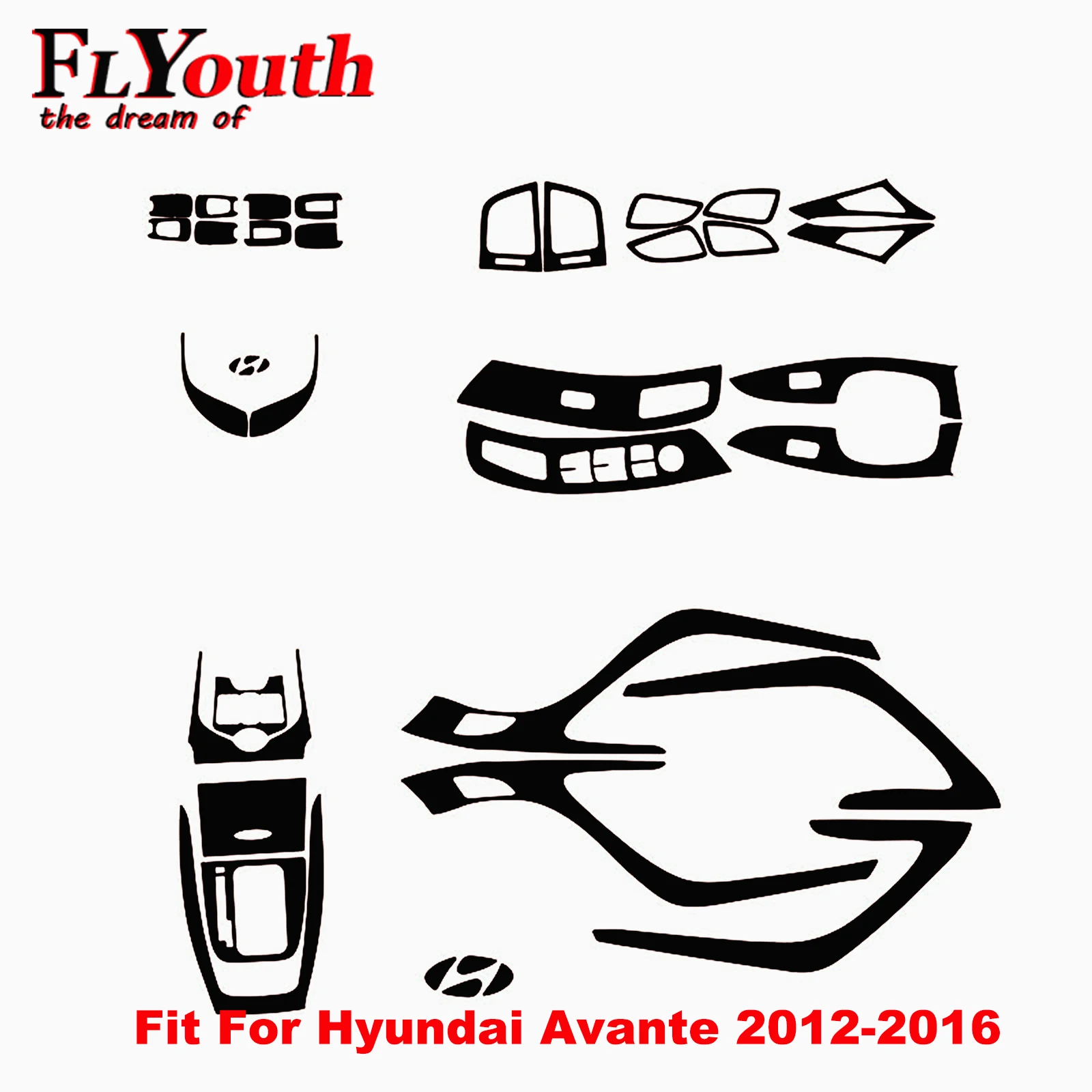 

5D Carbon Fiber Sticker Car Gear Shift Panel Water Cup Holder Panel Frame Cover Trim Car Styling For Hyundai Avante 2012-2016