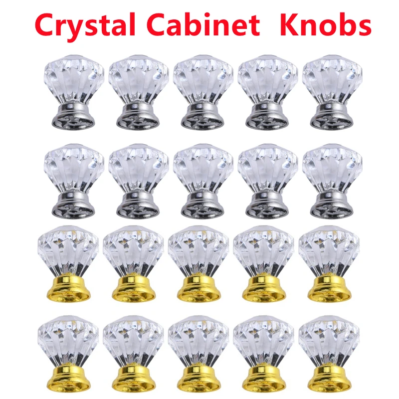 

10Pcs/set 30mm Diamond Shape Design Crystal Glass Knobs Cupboard Drawer Pull Kitchen Cabinet Door Wardrobe Handles Hardware