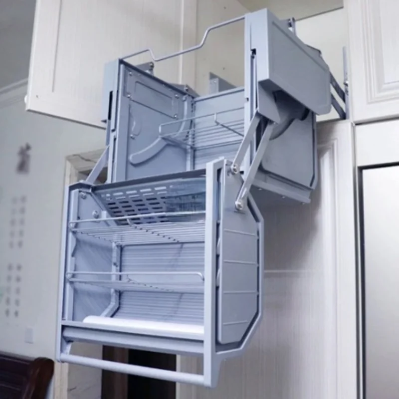 

Damping Catamaran Storage to Refrigerator Top Cabinet Height Adjustable Basket Large Capacity Height Adjustable Cabinet Kitchen