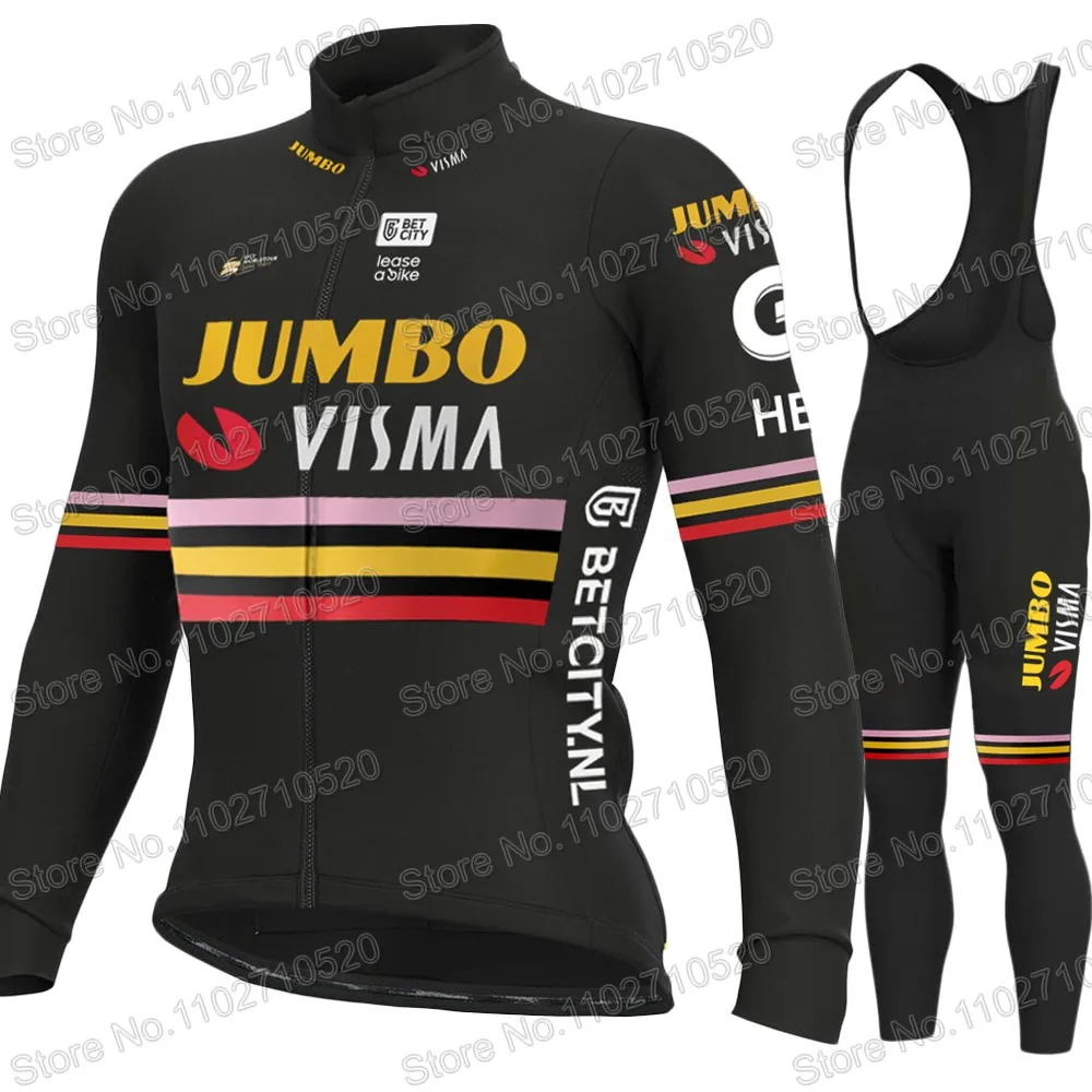 

Team Jumbo Visma Grand Tour 2023 Cycling Jersey Set Men Long Sleeve Winter Clothing Bike Thermal Jacket Suit MTB Maillot Ropa