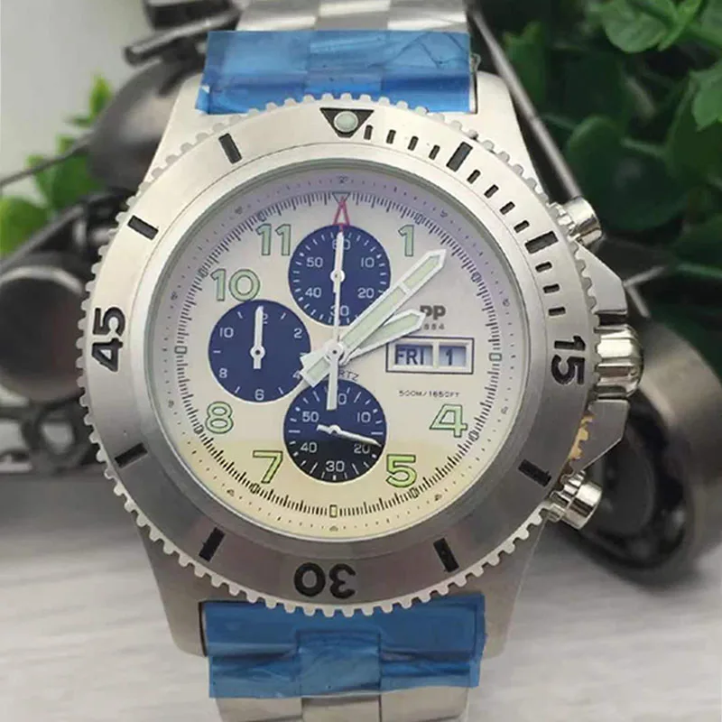 

Men's Top Brand Quartz Wristbatch Vintage Multifunctional aaa Clock 46mm Dial Commercial Stainless Steel Watches Reloj Hombre