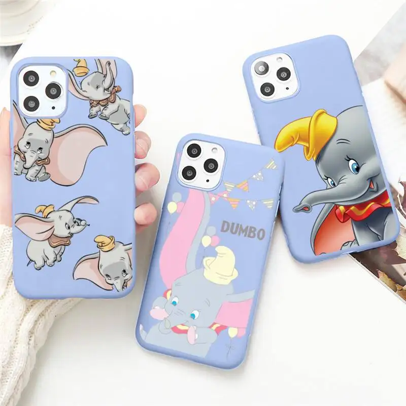 

Disney Dumbo Flying Elephant Style Phone Case for iPhone 13 12 mini 11 Pro Max X XR XS 8 7 6s Plus Candy purple Silicone cover
