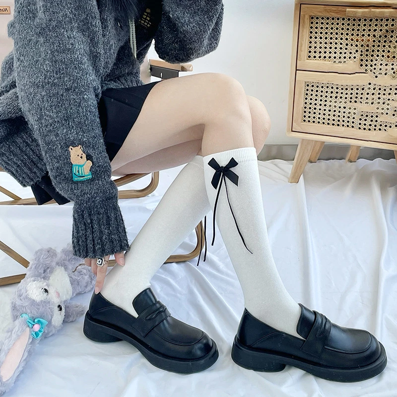 

Женские летние пикантные прозрачные чулки до бедра 2022, кружевные прозрачные сетчатые чулки с милым бантом, длинные носки выше колена в стил...