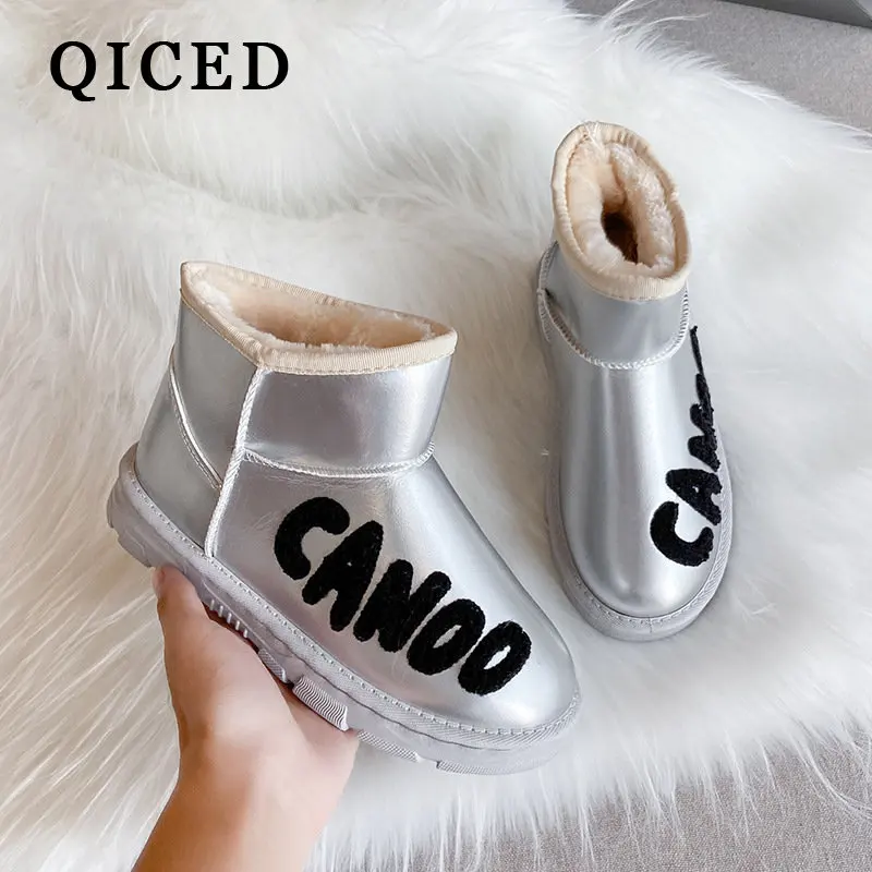 

Chelsea Boots Winter New Snow Boots Women's Fashion Waterproof Thick-soled Warm Plush Personalized Printed Letters Flat Shoes