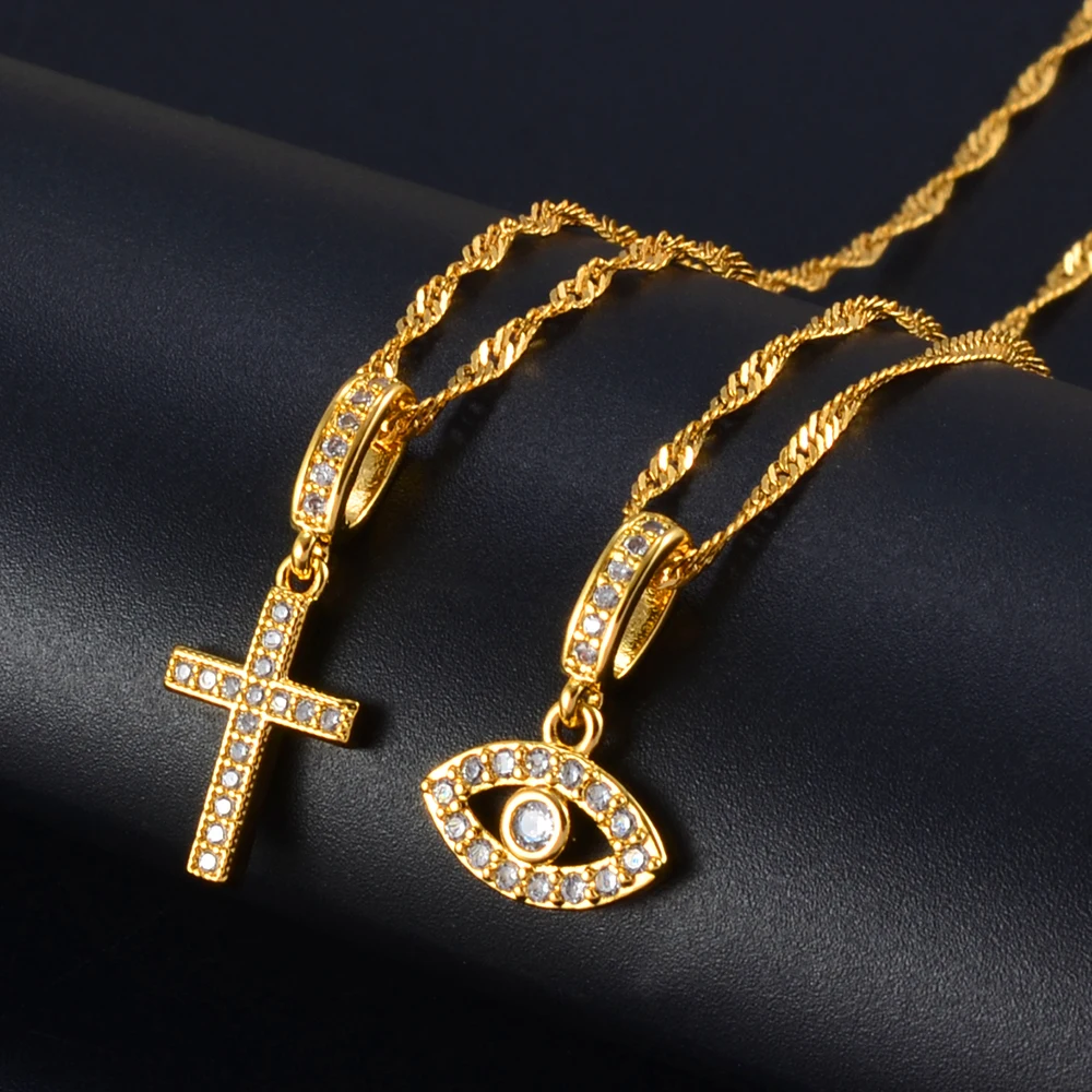 Ожерелье с подвеской-крестом для женщин и девушек небольшие размеры фабричная