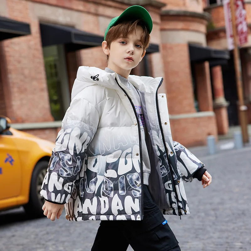 2022 New children's down jacket Boys print dyed fashionable eiderdown coat Girls even more colorful warm thick winter clothes enlarge