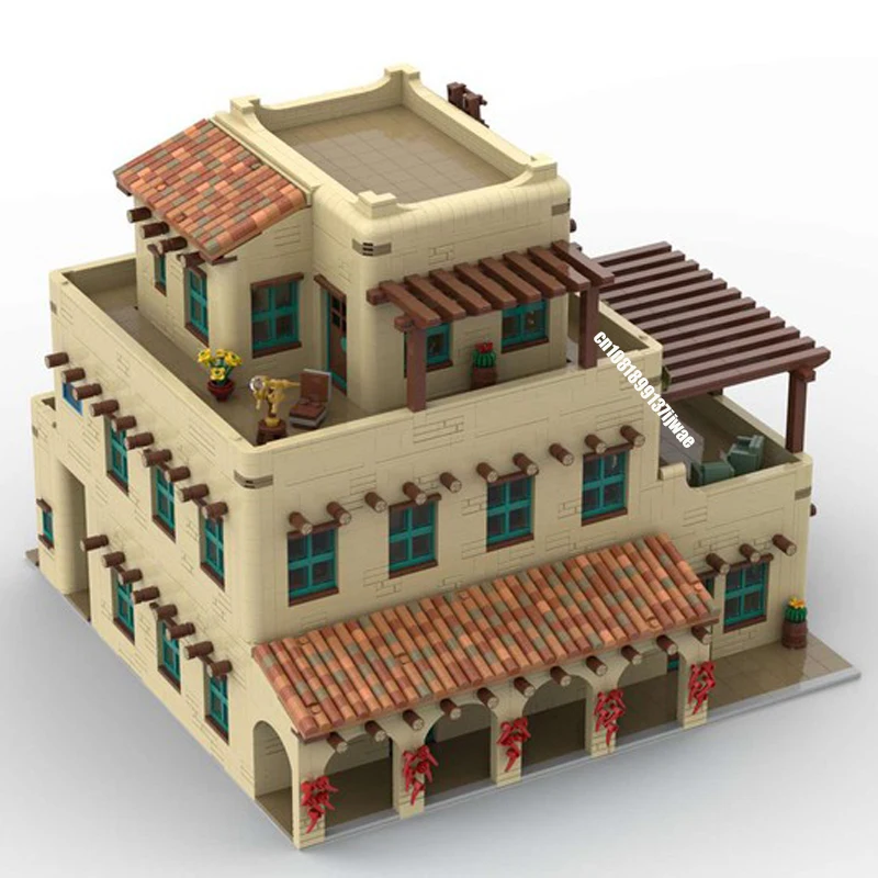 Новый город хит продаж вид на улицу Moc модульный Aqua Fria Inn седан строительные блоки